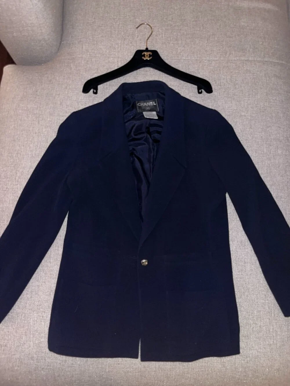 Chanel Vintage 99P Navy Wool Blazer Sz 40